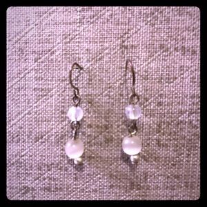 White/Silver Drop Earrings